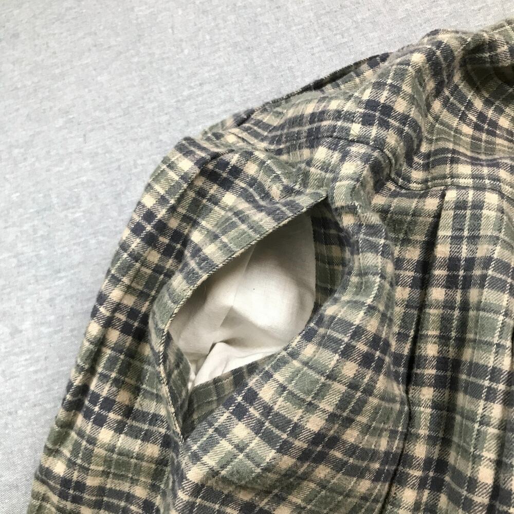 VTG Woolrich Women's XL Pinafore Dress Jumper Green Plaid Cotton Button Front D2 - Picture 7 of 9